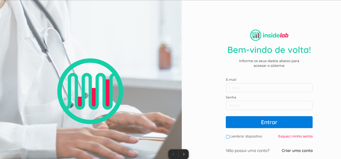 Tela de login da Insidelab